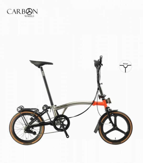 ROYALE 6 Speed M-Bar Carbon Foldable Bicycle - Silver-Orange