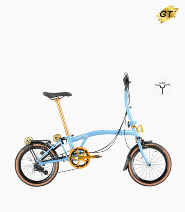 ROYALE GT 9 Speed M-Bar (Gold Edition) Foldable Bicycle - Glacier Blue