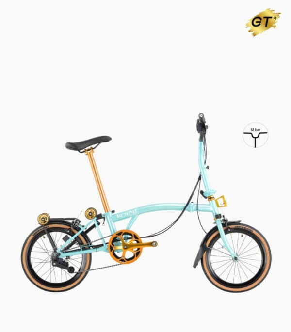 ROYALE GT 9 Speed M-Bar (Gold Edition) Foldable Bicycle - Icy Blue