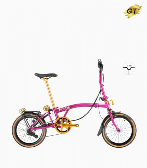 ROYALE GT 9 Speed M-Bar (Gold Edition) Foldable Bicycle - Magenta