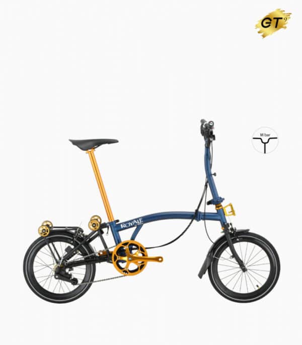 ROYALE GT 9 Speed M-Bar (Gold Edition) Foldable Bicycle - Navy Blue