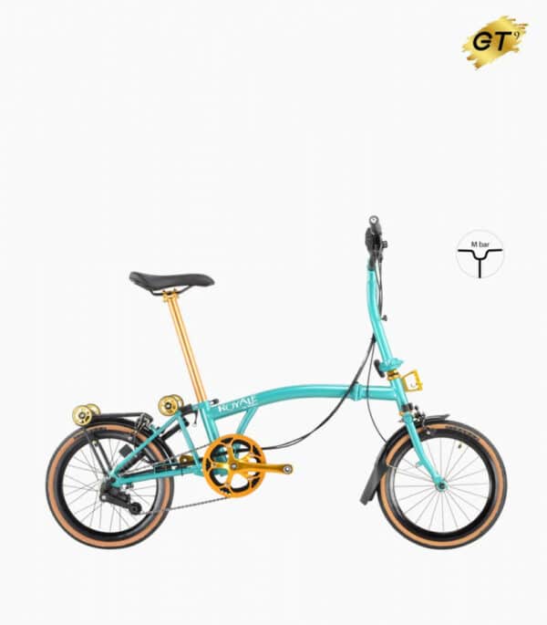 ROYALE GT 9 Speed M-Bar (Gold Edition) Foldable Bicycle - Pearl Aqua