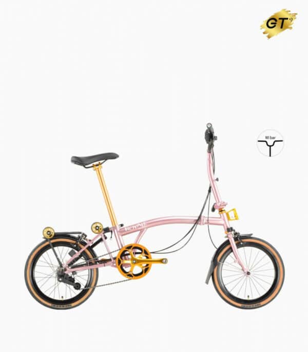 ROYALE GT 9 Speed M-Bar (Gold Edition) Foldable Bicycle - Rose Pink