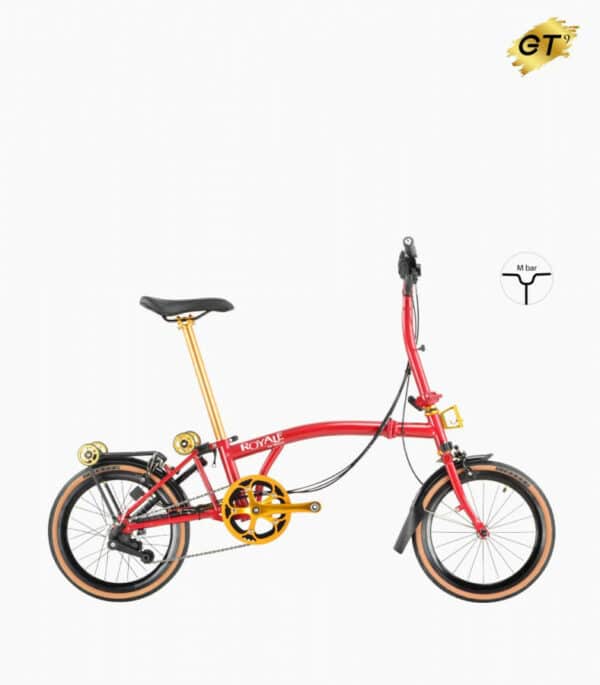 ROYALE GT 9 Speed M-Bar (Gold Edition) Foldable Bicycle - Rose Red
