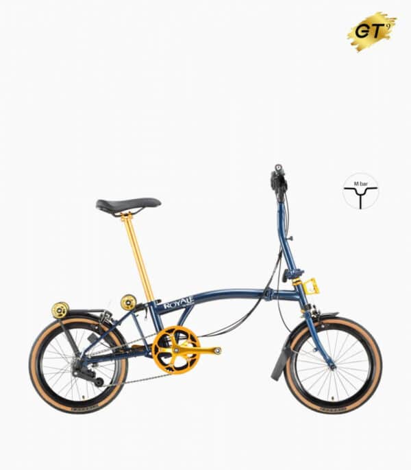 ROYALE GT 9 Speed M-Bar (Gold Edition) Foldable Bicycle - Space Blue