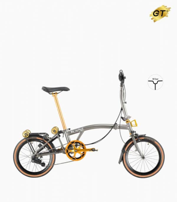 ROYALE GT 9 Speed M-Bar (Gold Edition) Foldable Bicycle - Titanium Silver