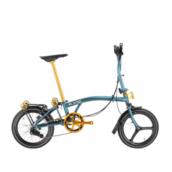 ROYALE GT 9 Speed M-Bar Carbon (Gold Edition) Foldable Bicycle - Ocean Blue