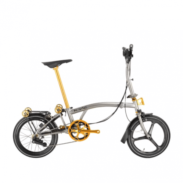 ROYALE GT 9 Speed M-Bar Carbon (Gold Edition) Foldable Bicycle - Titanium Silver