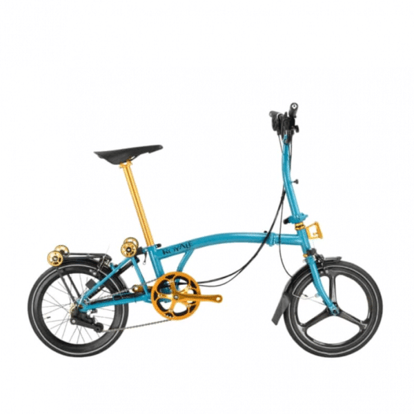 ROYALE GT 9 Speed M-Bar Carbon (Gold Edition) Foldable Bicycle - Turquoise