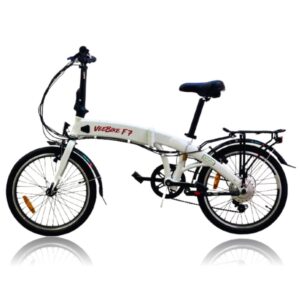 VeeBike F7 Foldable Electric Bicycle with External Battery - White