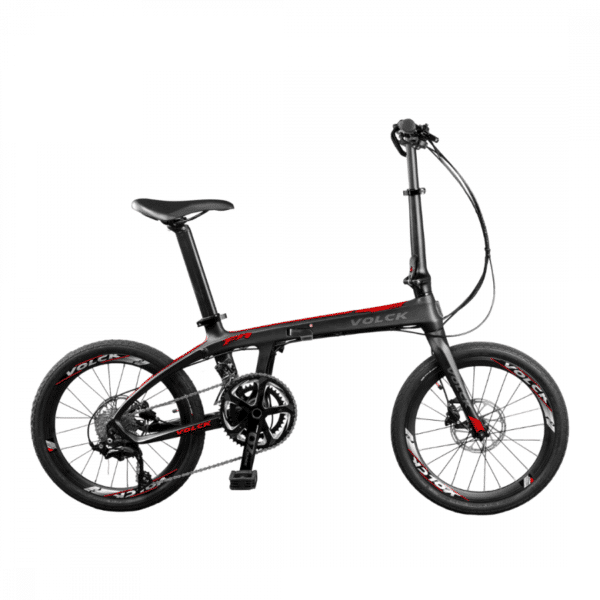Volck Zeolite Carbon Fiber Foldable Bicycle - 22 Speed - Black / Red