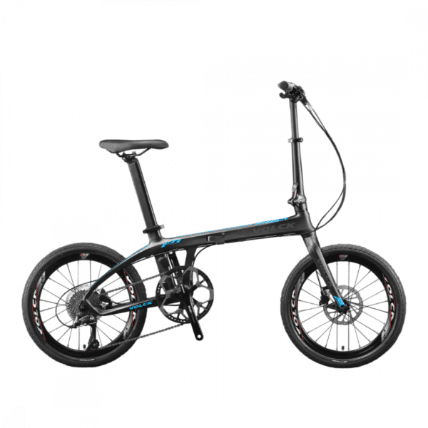 Volck Zeolite Carbon Fiber Foldable Bicycle - 9 Speed - Black / Blue