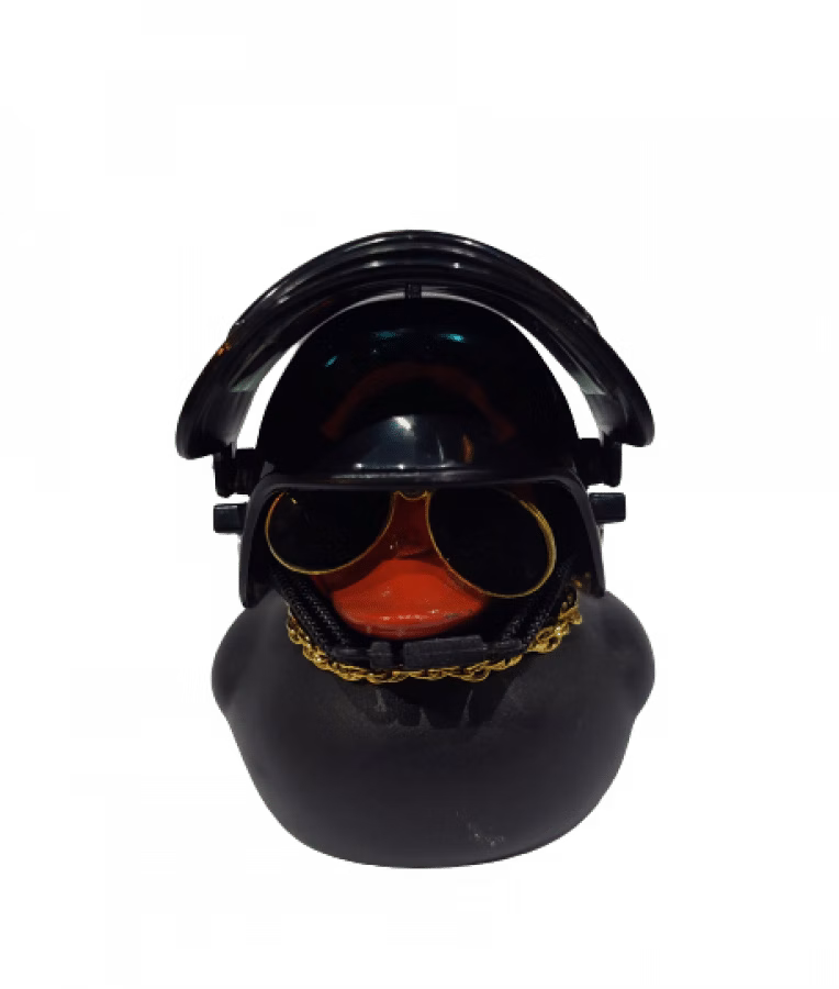 Black Cool Duck With Helmet