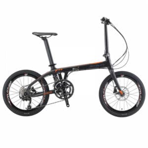 SAVA Z1 Carbon Fiber Foldable Bicycle - 9 Speed - Black / Red